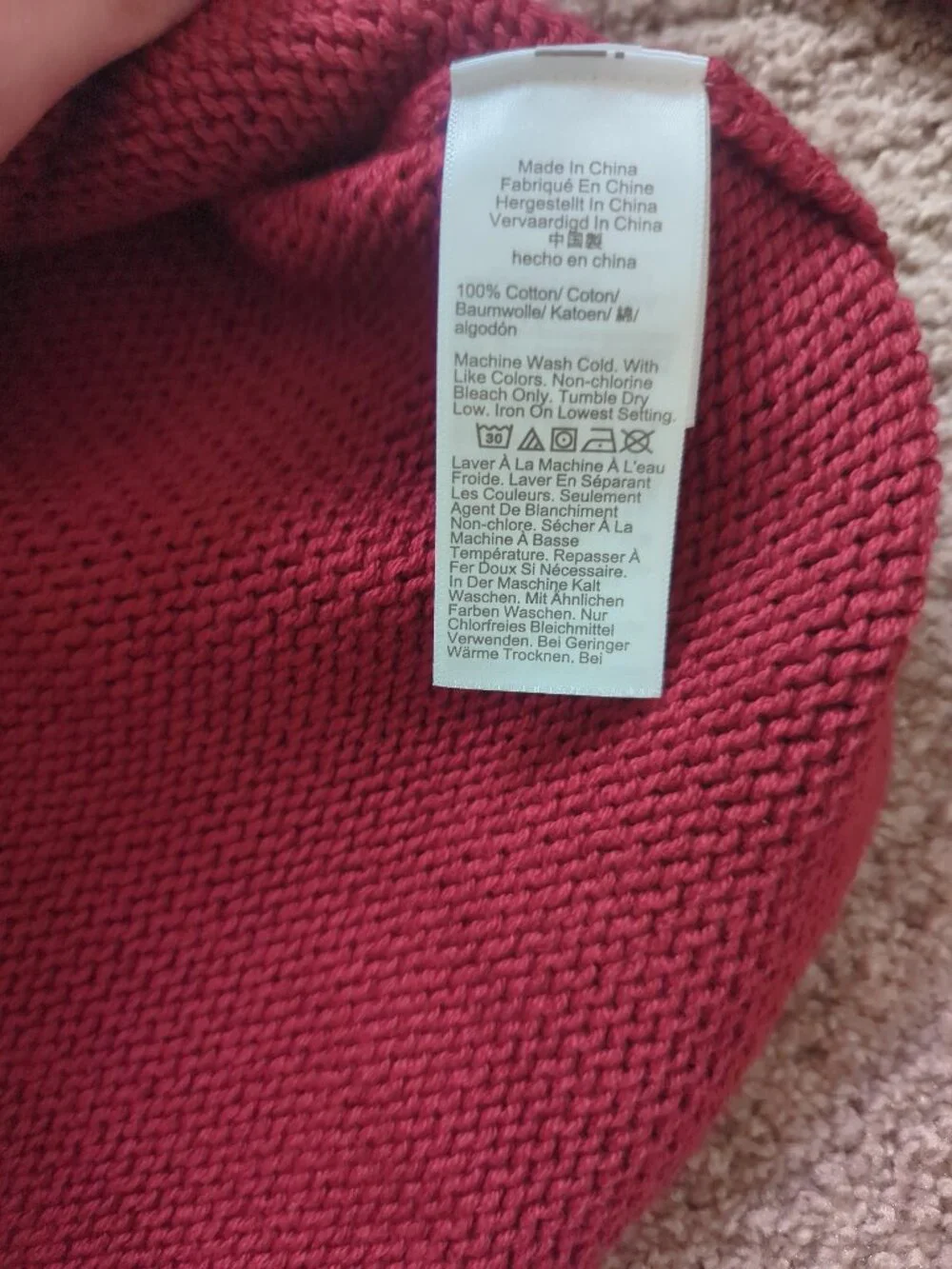 J. Crew 1988 Rollneck Cotton Sweater XS Burgundy
